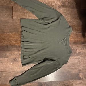 Green cropped waffle knit brandy Melville top
